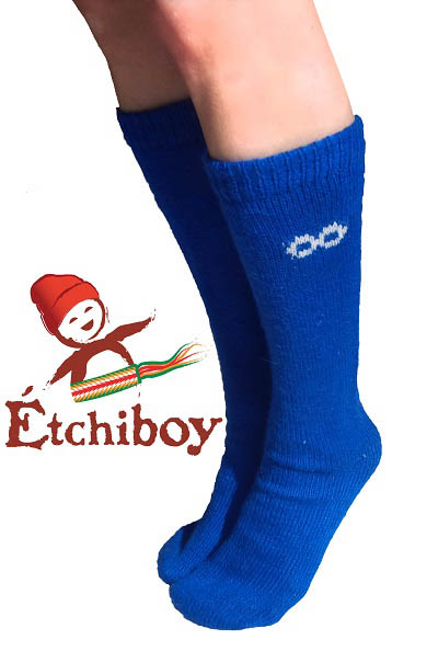 Socks Bas Alpaca Wool Laine Alpaga Blue Bleu One Size Fits All 2