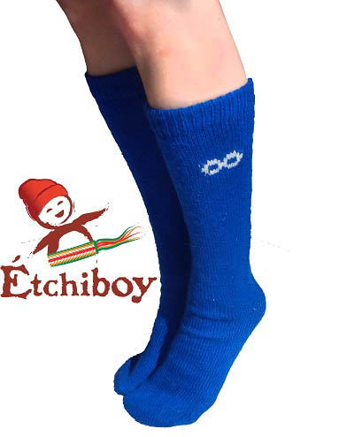 Knee high Socks Bas Hauteur Du Genou Alpaca Wool Laine Alpaga Blue Bleu One Size Fits All 2