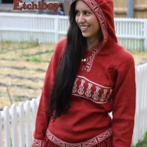 Hooded Red Sweater With Violins Chandail Rouge Avec Capuchon Avec Violons