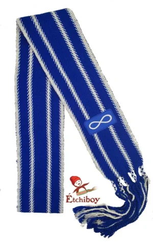 Métis Sash Blue Métis Flag Medium Alpaca Ceinture Fléchée Drapeau Métis Bleu Moyenne Alpaga