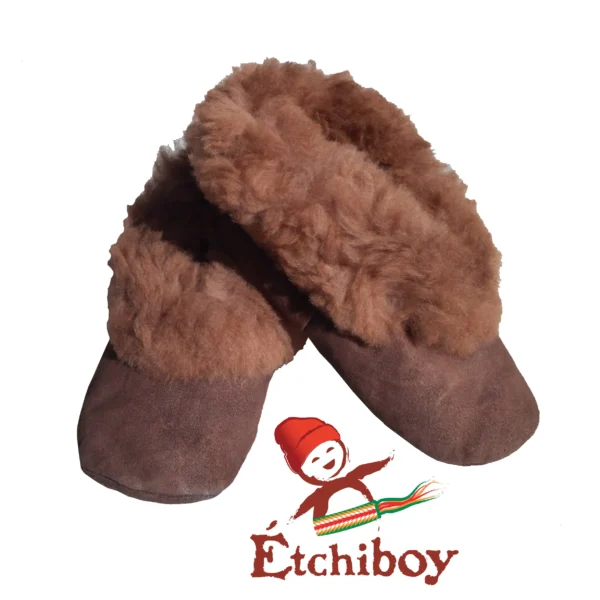 Brown Trim Kids Slippers Pantoufles Bordure Brune Pour Enfants