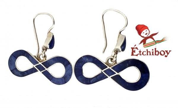 Silver Earrings Boucles D'oreilles en Argent Métis Blue Bleu 1