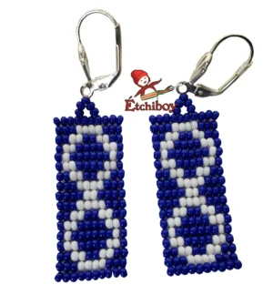 Earrings Métis Blue Beaded Boucles D’oreilles Bleues Perlées