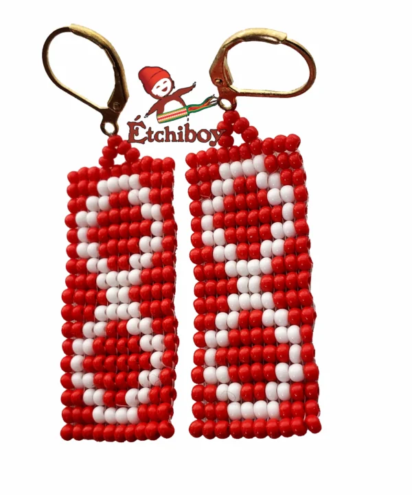 Earrings Métis Red Beaded Boucles D’oreilles Rouges Perlées