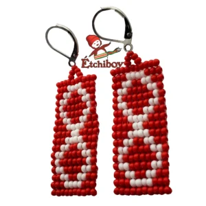 Earrings Métis Red Beaded Boucles D’oreilles Rouges Perlées