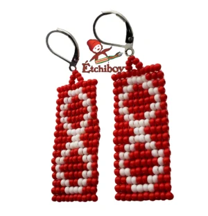 Earrings Métis Red Beaded Boucles D’oreilles Rouges Perlées