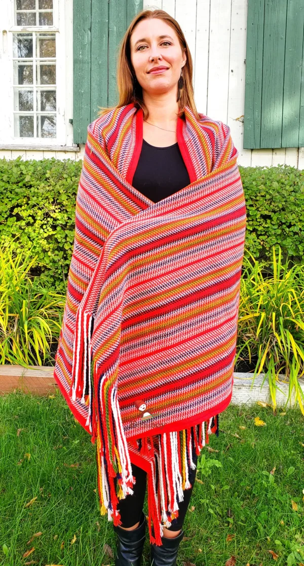 Blanket Shawl Jean-Baptiste Lagimodière Multi-sash Alpaca Couverte Châle Multiceinture Alpaga