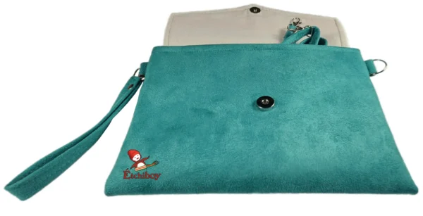 Purse Louis Riel / Coventry Turquoise Leather Bourse Cuir